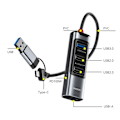 Miniatyrbild 7 av 11: USB + USB-C Hub Adapter Converter USB 3.0 + 3xUSB 2.0 + PD 100W Svart