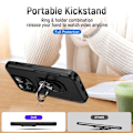 Miniatyrbillede 4 af 11: iPhone 14 Pro Stødsikker TPU + PC Kickstand Telefontaske Bilmontering Metalplade - Sort Black