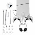Miniatyrbilde 1 av 11: PlayStation PS5 Slim Veggfestebrakett Kontrollerlader Transparent