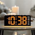 Miniatyrbild 7 av 10: LED-klocka Digital Väckarklocka Stor Display Datum Temperatur Väckarklocka - Vit / Rosa Ljus Rosa