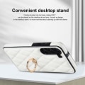 Pikkukuva 8 / 9: Samsung Galaxy S23 Case Rhombus Grid Pattern Takakannen Rengastuki - Valkoinen White