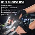 Pikkukuva 6 / 6: LED-taskulamppu Glove Ladattava sormeton käsine 1kpl Black