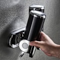 Miniatyrbillede 3 af 3: Dobbelthoved sæbedispenser 1000ml rustfrit stål manuel push shampoo brusepumpe Black
