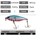 Miniatyrbilde 4 av 5: 5 stk Fiskesluk Ferskvann Havfiske Floating Minnow hardt agn med rangle Multicolor