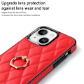 Miniatyrbillede 5 af 9: iPhone 14 Etui Rhombus Grid Pattern Bagcoverring Kickstand - Rød Red