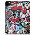 Pikkukuva 3 / 9: iPad 12.9" Pro 2021 Tri-fold Stand Tablet Case Cover - Graffiti Multicolor