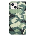 Miniatyrbillede 5 af 6: Til iPhone 15 Plus Wallet Stand Case Telefoncover - Camouflage Green