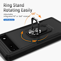 Pikkukuva 8 / 8: Google Pixel 6A iskunkestävä TPU+PC Kickstand -puhelinkotelo autoteline metallilevy - musta Black