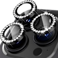 Miniatyrbild 1 av 6: För iPhone 16 Pro 16 Pro Max Kamera Linsskydd härdat glas+metallring - Svart Svart