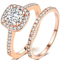 Pikkukuva 1 / 4: Pinottava 2 sormusta Cubic Zirkonia - koko 7 / ruusukulta Pink gold