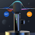 Pikkukuva 8 / 11: Langaton Lavalier Microphone Noise Reduction 2 lähetintä + 1 vastaanotin - iP-liitin Black