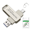 Miniatyrbillede 1 af 2: MICRODRIVE 256 GB USB-hukommelse 2i1 USB-A + USB-C flashdrev Silver