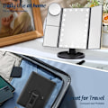 Miniatyrbilde 5 av 7: 3-Sided Folding Makeup Mirror med Dimbar Lys 22LED Bordsspeil - Svart Black