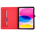 Miniatyrbillede 2 af 5: For iPad 10.9 (2022) Tablet Case Cover Cloth Texture - Pink Red
