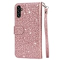 Miniatyrbild 2 av 5: För Samsung Galaxy A56 5G Ställbart Glitterfodral med Dragkedjeficka - Rose Gold Rosa guld