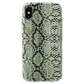 Miniatyrbillede 1 af 5: Snake Texture PU Leather Coated Mobile Casing iPhone X/10 5.8 Inch - Green Gold