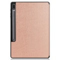 Miniatyrbillede 2 af 9: Trifoldet stativ Smart taske til Samsung Galaxy Tab S7 Plus / S8 Plus Gold