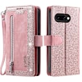 Miniatyrbillede 1 af 8: Til Google Pixel 9A Etui med Lynlåslomme og 9 Kortlommer – RoseGold Pink gold