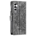 Miniatyrbilde 7 av 7: For Samsung Galaxy A56 Lommebok Deksel Shell Mandala Blomstermønster - Grå Grey