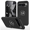 Pikkukuva 1 / 7: Google Pixel 9 / Pixel 9 Pro sormenrengasjalustan hybridikotelo - musta Black
