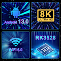 Miniatyrbillede 7 af 11: G96max 4+32GB 8K Ultra HD Smart TV Box H616 Android 13.0 Black