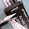 Miniatyrbillede 2 af 4: 2 stk 1 Sort 1 Hvid Akryl farvepen farvetusch til glas papir sten Black