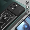 Miniatyrbilde 6 av 8: For Xiaomi Redmi 12 Linsebeskytter Telefonveske PC+TPU Skall med Støtte Black