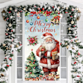 Miniatyrbilde 7 av 7: Juledekorasjon i Polyesterstoff - Dørdeksel med 'God Jul' Bakgrunn Banner Red