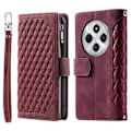 Pikkukuva 1 / 9: Xiaomi Redmi 14C Zipper Wallet Case Rhombus Stitching Line Puhelinsuojus Red