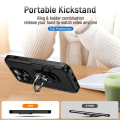 Pikkukuva 5 / 11: iPhone 14 Pro Max iskunkestävä TPU+PC Kickstand Puhelinkotelo Autoon kiinnitettävä metallilevy - musta Black