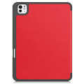 Miniatyrbillede 2 af 6: Til iPad Pro 11 (2024) Etui Tre-fold Stativ Tablet Cover med Pen Holder Red