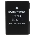 Miniatyrbillede 1 af 5: EN-EL14+Li-ion batteri til Nikon D3000 D3100 D3200 D3300 D3400 osv Black