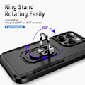 Miniatyrbillede 3 af 11: iPhone 14 Pro Stødsikker TPU + PC Kickstand Telefontaske Bilmontering Metalplade - Sort Black