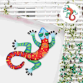 Miniatyrbillede 2 af 3: Gecko Lizard Vægskilt Have Ornament 14x21,8x0,8cm - Lyserød Pink