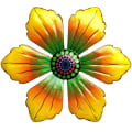 Miniatyrbilde 1 av 4: Blomster Metall Veggdekor Hage Ornament 15x15x0,8cm - Gul Yellow
