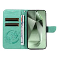 Miniatyrbillede 8 af 9: Til Samsung Galaxy S24 FE Etui Stand Tegnebog Etui Sommerfuglemønster Green