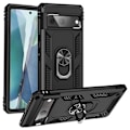 Miniatyrbillede 2 af 7: Google Pixel 7 Stødsikker TPU+PC Kickstand Telefontaske Bilmonteret Metalplade - Sort Black