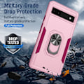 Miniatyrbilde 6 av 8: Google Pixel 6A støtsikker TPU + PC Kickstand telefonveske bilfeste metallplate - Rosa Pink