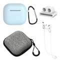 Pikkukuva 1 / 6: AirPods 4 5 kpl Lisävarusteet Kotelo Säilytyslaatikko Kaulahihna Kuulokepidike Avaimenperä - Vaaleansininen Blue
