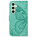 Miniatyrbillede 2 af 9: Til Samsung Galaxy S24 FE Etui Stand Tegnebog Etui Sommerfuglemønster Green