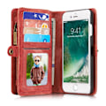 Pikkukuva 10 / 11: CASEME iPhone 8 / 7 / SE Retro Split läder plånboksfodral - Röd Red