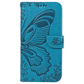 Miniatyrbillede 3 af 9: Til Samsung Galaxy S24 FE Etui Stand Tegnebog Etui Sommerfuglemønster Blue