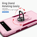 Miniatyrbillede 4 af 8: Google Pixel 6A Stødsikker TPU+PC Kickstand Telefontaske Bilmonteret Metalplade - Lyserød Pink