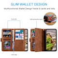 Miniatyrbillede 7 af 7: Til Google Pixel 9A Etui med Lynlåslomme og 9 Kortlommer Brown