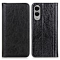 Miniatyrbillede 1 af 7: Til Samsung Galaxy S25 Edge Stand Cover Split Læder Litchi Struktur Pungcover Black