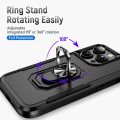 Miniatyrbild 5 av 11: iPhone 14 Pro Max Hybrid skal med Finger Ring & Metall Plåt - Svart Svart