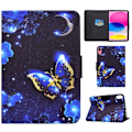 Miniatyrbillede 1 af 8: For iPad 10.9 (2022) Tablet Case Cover Foldable Stand - Blue Butterfly Blue