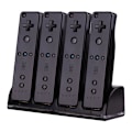 Miniatyrbilde 2 av 5: Kompatibel med Wii ladestativ Bluelight ladestasjon for 4 kontroller - svart Black