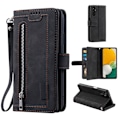 Miniatyrbilde 1 av 10: Etui til Samsung Galaxy S24 FE med glidelåslomme, PU-lær, 9 kortlommer - Svart Black