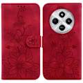Miniatyrbilde 1 av 7: For Xiaomi Redmi 14C 4G Case Lily Flower Imprint Phone Cover with Stand Red